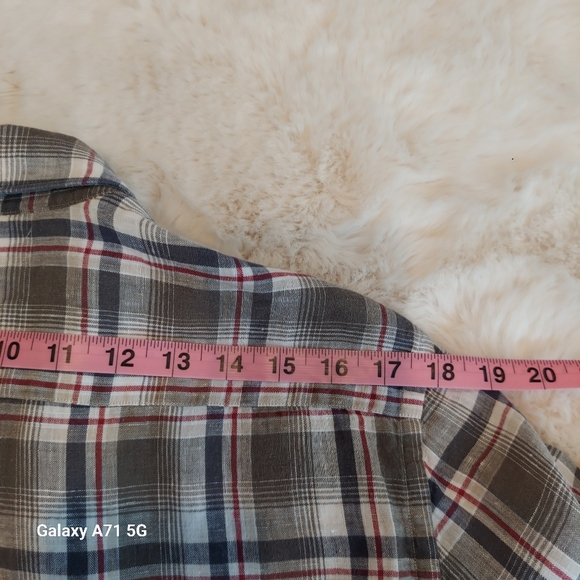 Massimo Dutti 100% Linen Gray Plaid Mens Button Down Shirt Sz M - Picture 15 of 17